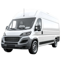 Naklejka premium Delivery White Van with Space for Text Isolated on Transparent Background