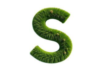3D rendering of the letter S made of green grass Ideal for nature-themed designs eco-friendly branding and alphabet illustrations
