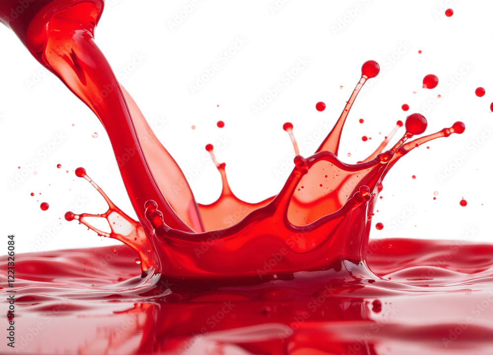 Poster close-up of a red liquid splashing ideal for website backgrounds advertisements and product packagin