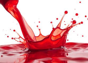 Close-up of a red liquid splashing  Ideal for website backgrounds advertisements and product packaging