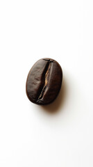 Hyperrealistic coffee bean showcasing intricate textures and details on a white background. Generative AI