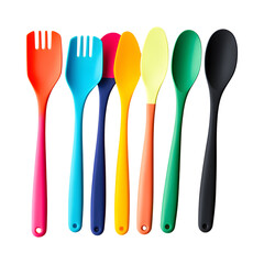 Colorful Silicone Spatulas Set Isolated on Transparent Background