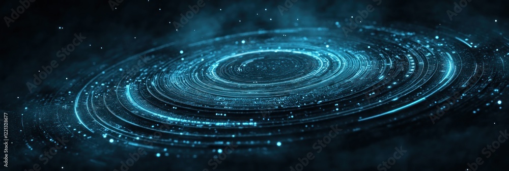 Aufkleber glowing blue lines form a captivating spiral pattern surrounded by twinkling stars in deep space