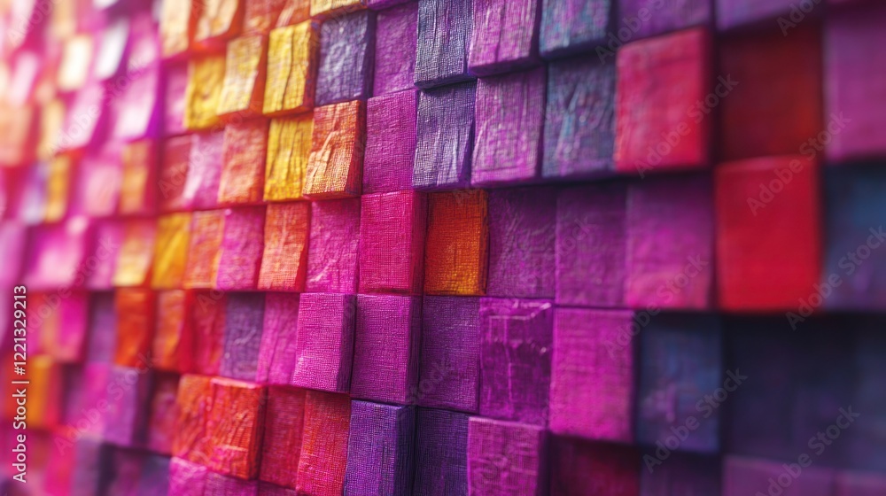 Poster colorful wooden blocks arranged in a captivating pattern form a striking wall display