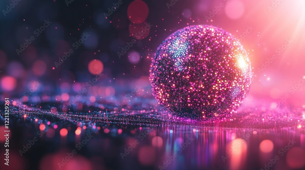 Poster a sparkling sphere captures light in vibrant colors, creating a mesmerizing and artistic atmosphere