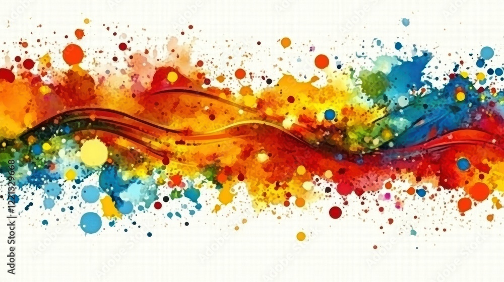 Aufkleber vibrant abstract design features colorful paint splashes in dynamic, swirling patterns