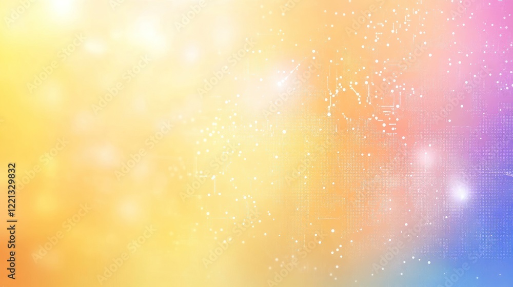 Poster warm color gradients blend with sparkling lights for a serene, enchanting visual