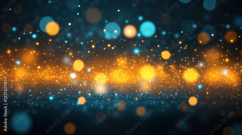 Poster shimmering lights in various colors form a dynamic and lively abstract backdrop at night