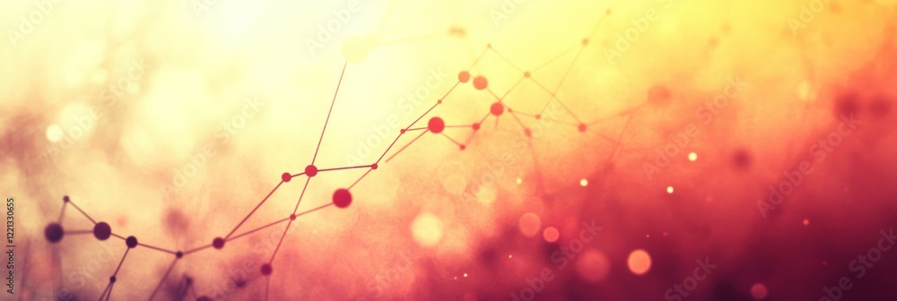 Poster bright colors and connected dots create a dynamic representation of digital networks and data flow