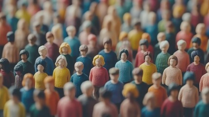 Fototapeta premium A vivid collection of miniature figures representing a diverse crowd, showcasing various styles