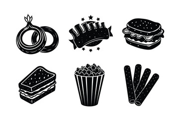 A Bundle of fast food black Vector illustration isolated icon