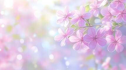 Pink flowers bloom vibrantly in a tranquil garden, capturing the essence of spring and renewal