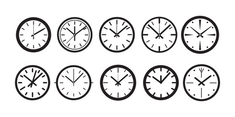 vector of black silhouette of clock