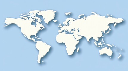 Obraz premium Detailed outline of the world map highlighting continents and oceans in a simple design