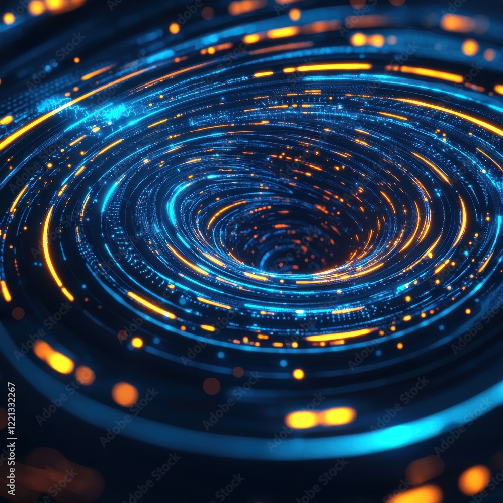 Poster futuristic medical holograms in dynamic swirls virtual environment digital art abstract science conc