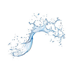 Fresh blue water splash isolated on a transparent background.
