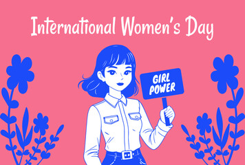 International Women's Day. Vector Illustration of Women with some flowers, International Women's Day is celebrated on the 8th of March annually around the world. Vector illustration design