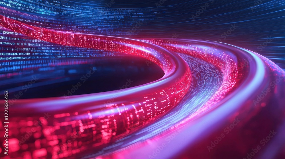 Poster dynamic glowing bloodstream flowing through digital networks virtual environment conceptual technolo