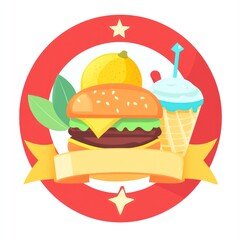 Summer burger, ice cream, lemon menu design