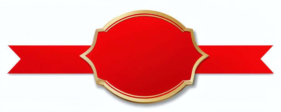 Decorative red badge design with gold accents suitable for awards or promotional events