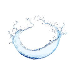 Fresh blue water splash isolated on a transparent background.