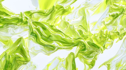 Vibrant lime green wave abstract design with a bright, zesty color against a white backdrop