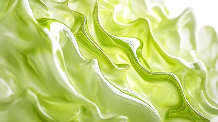 Fototapeta premium Vibrant lime green wave abstract design with a bright, zesty color against a white backdrop