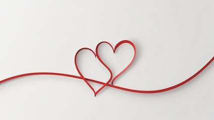 Minimalist Heart Line Art on White Background, Romantic Digital Illustration, Generative AI.