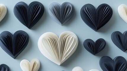 Fototapeta premium A delicate paper heart rests on a serene blue surface, symbolizing love and affection for Valentine's Day.