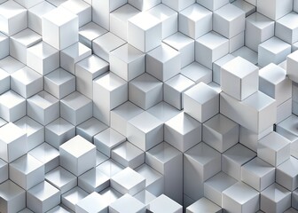 Obraz premium Abstract geometric cube pattern minimalist white textured digital background