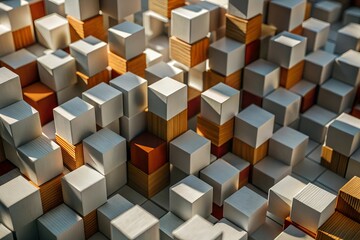 Abstract geometric cube pattern minimalist white textured digital background