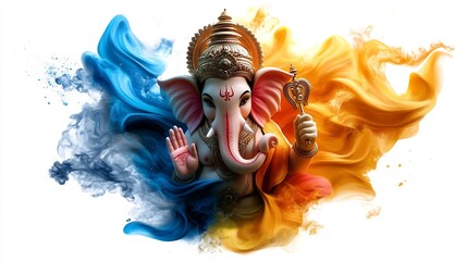 Lord Ganesha in Vibrant Hues: A Digital Art Masterpiece