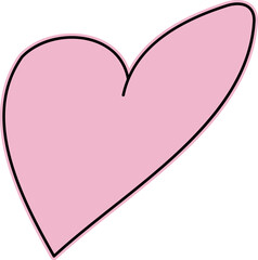 Heart continuous line drawing. Single hand drawn contour heart, love, romance, wedding. Shape heart lineart. Single lineart sketch heart. Symbol love. Heart fashion Simple icon on white background.