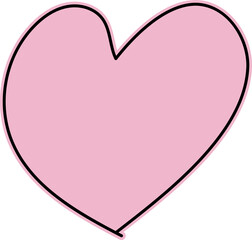 Heart continuous line drawing. Single hand drawn contour heart, love, romance, wedding. Shape heart lineart. Single lineart sketch heart. Symbol love. Heart fashion Simple icon on white background.