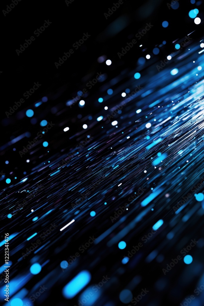 Poster dynamic blue light streaks creating a mesmerizing abstract background with glowing particles and lin