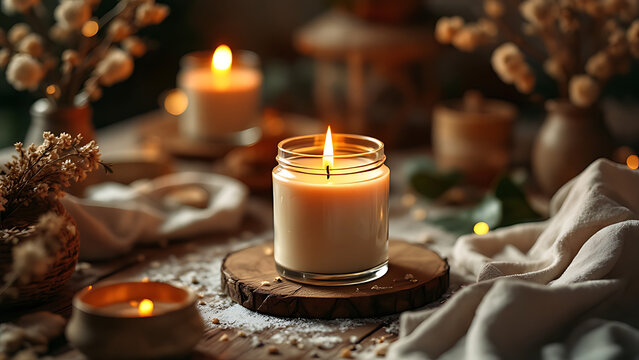 Burning candle for a master class on making gifts