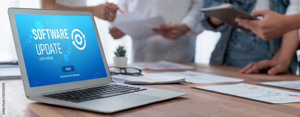 Aufkleber Software update on computer for brisk version of device software upgrade