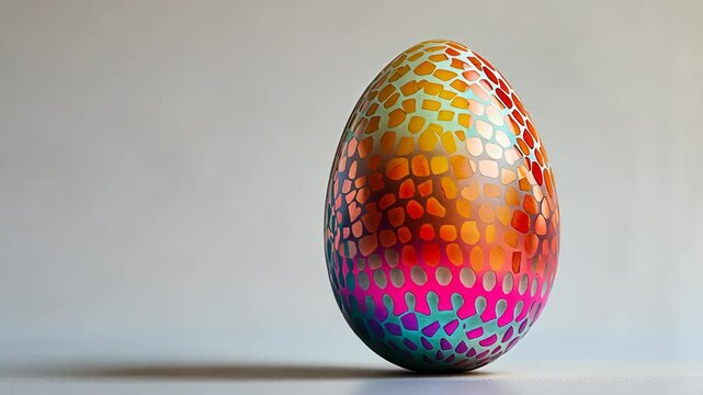 Vibrant rotating egg with colorful pattern in motion