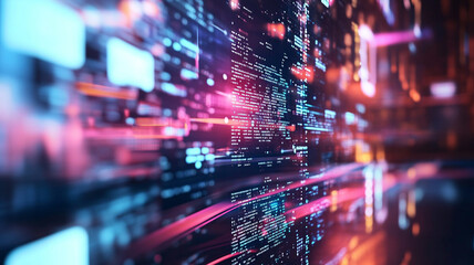 Abstract Digital Data Stream Vibrant Visualization of Information Technology