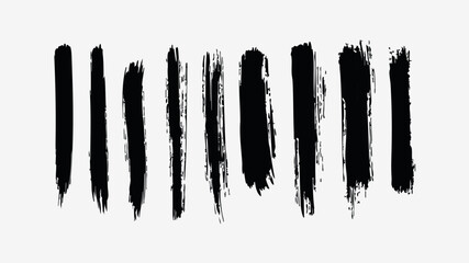Set of black brush strokes on a white background. Vector illustration, Suitable for use as a texture, background, design element, for creating abstract compositions