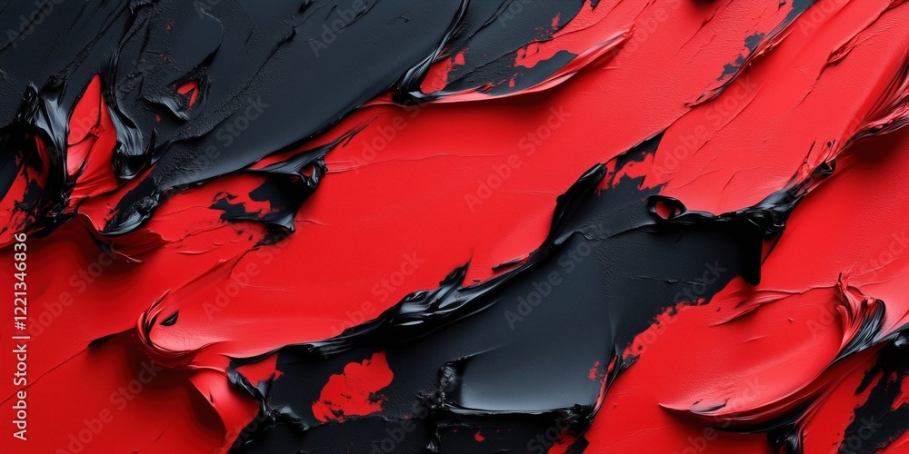Poster abstract red and black textured paint strokes creating dynamic visual contrast and depth