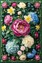 Vector of a floral arrangement wallpaper.