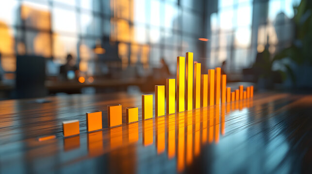 A gold bar graph displayed on a desk, symbolizing financial growth and success