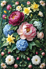 Vector of a floral arrangement wallpaper.