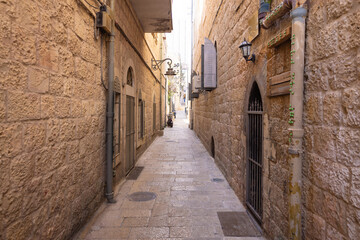 Jerusalem, Israel, Nahalat Shiva tourist promenade street in the Old City.