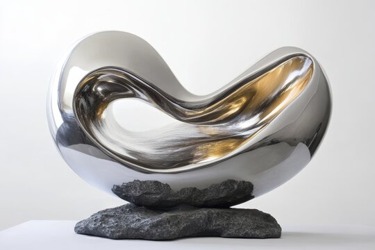 Fluid forms with shimmers of silver, gold and chrome, creating the effect of moving mercury