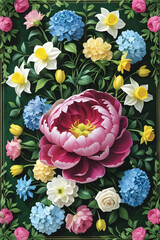 Vector of a floral arrangement wallpaper.