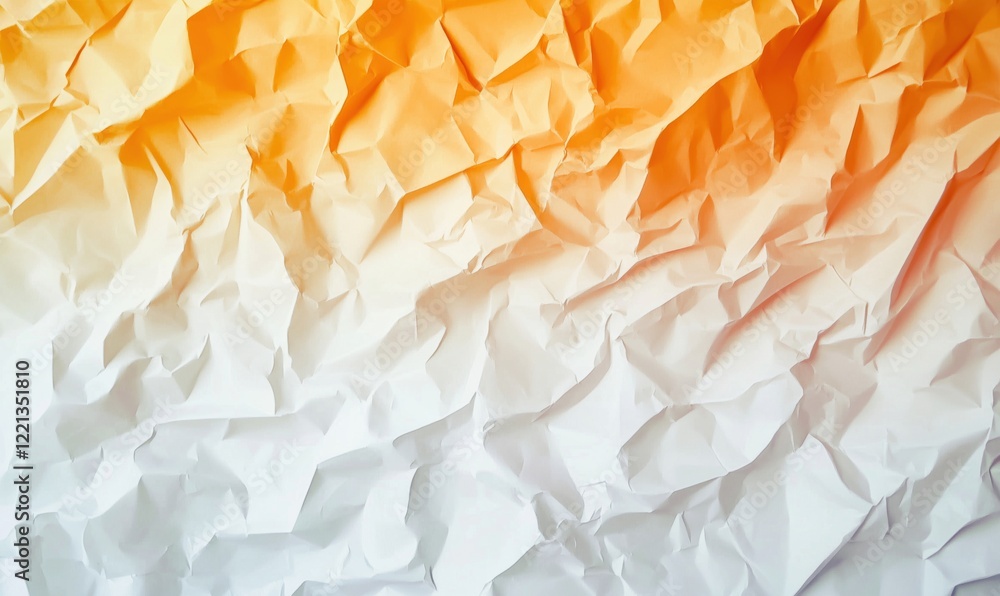 Aufkleber crumpled paper texture with gradient from orange to white, abstract background for design
