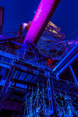 Illuminated part of the public industrial park, Landschaftspark Duisburg-Nord