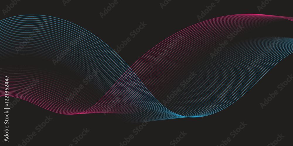 Poster wave flowing liquid line abstract background. black and white vector design 3d lines in perspective,